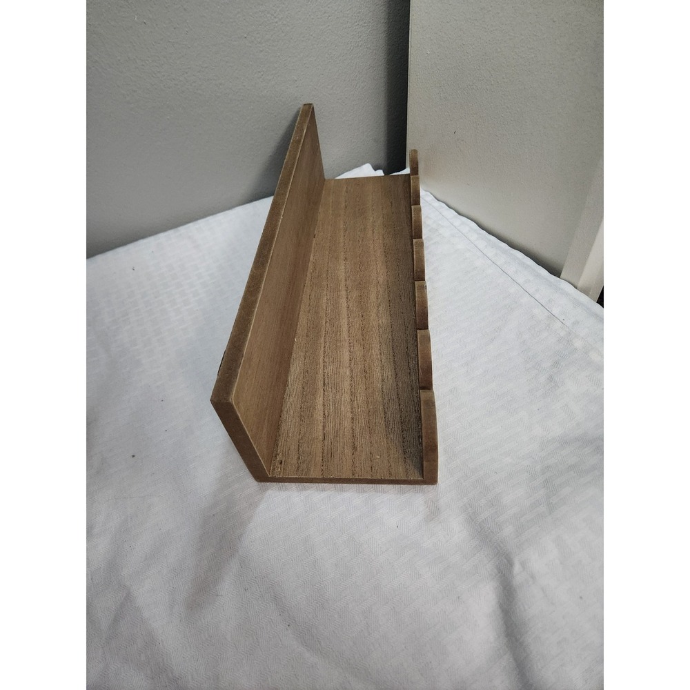 Rustic Brown Wood Scalloped Floating Wall Shelf Ledge 16 Inch Display Rack
